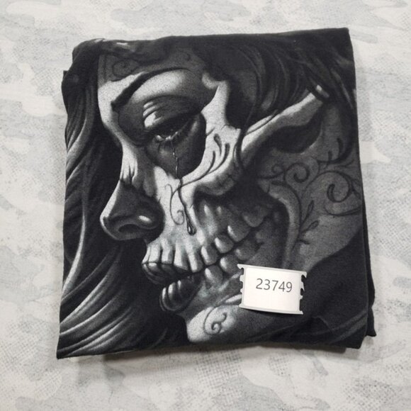 Liquid Blue Shirt Mens XL Black Skull Print Short Sleeve Tee - Picture 9 of 9